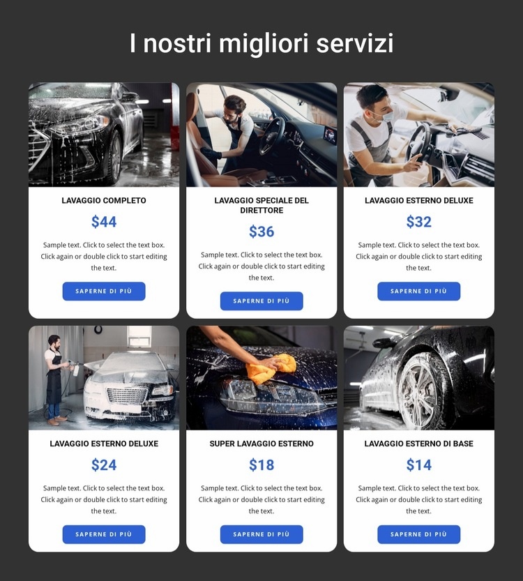 Servizi di autolavaggio Modelli di Website Builder