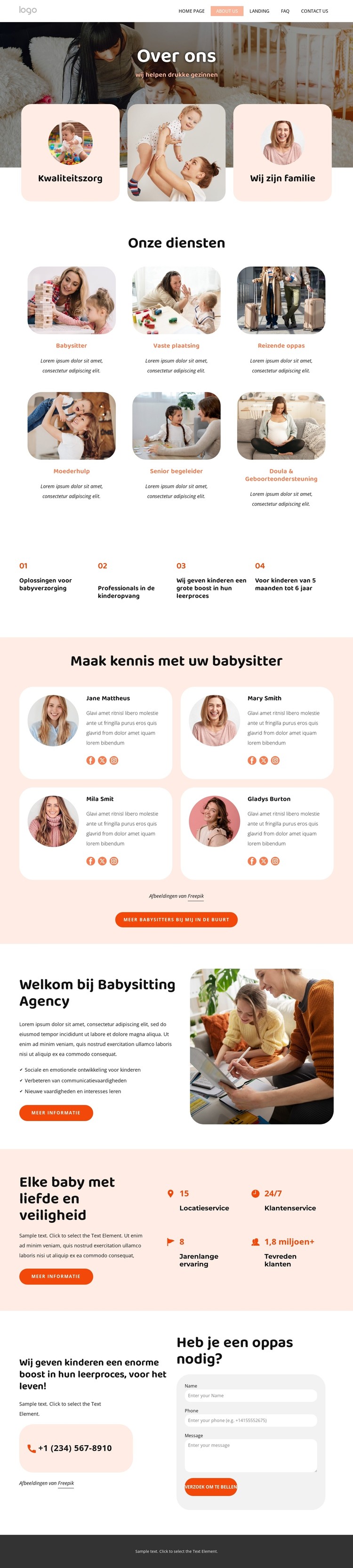 Oppassen en babysitters om uw gezin te helpen CSS-sjabloon