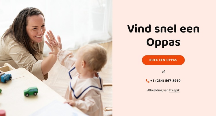 Vind betrouwbare babysitters Website sjabloon