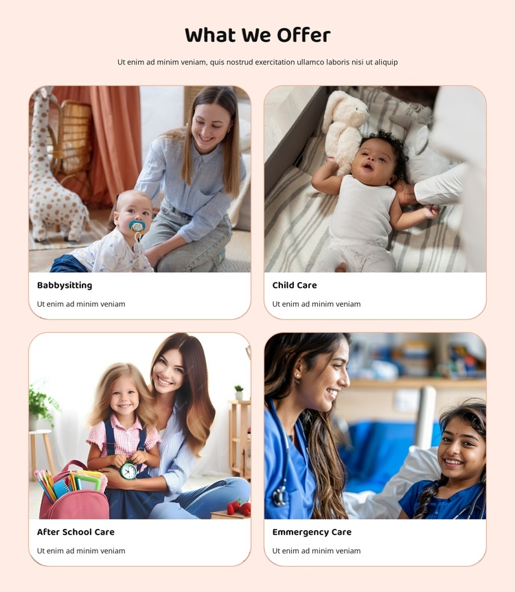 Our childcare services One Page Template