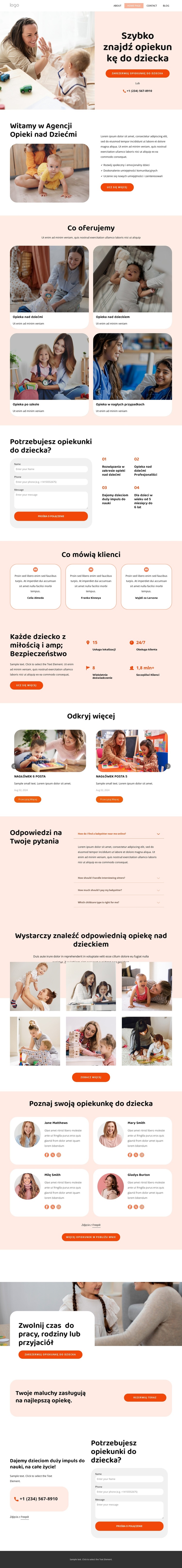 Nianie i opiekunki do dzieci Motyw WordPress