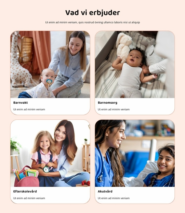 Våra barnomsorgstjänster HTML-mall