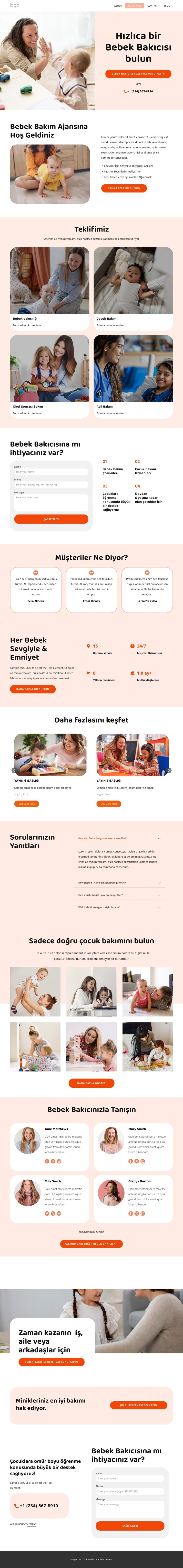 Dadılar ve bebek bakıcıları HTML Şablonu