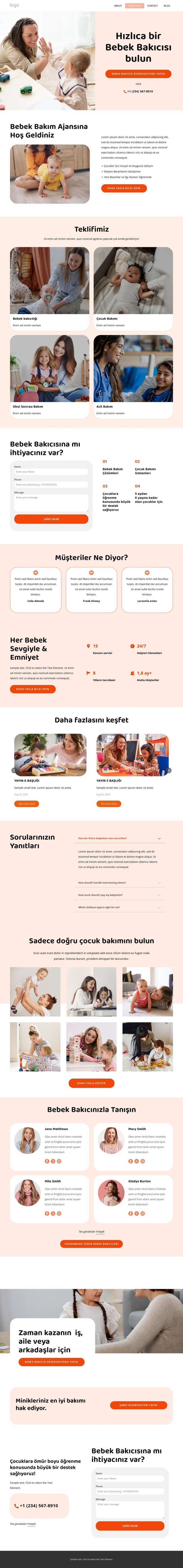 Dadılar ve bebek bakıcıları Web sitesi tasarımı