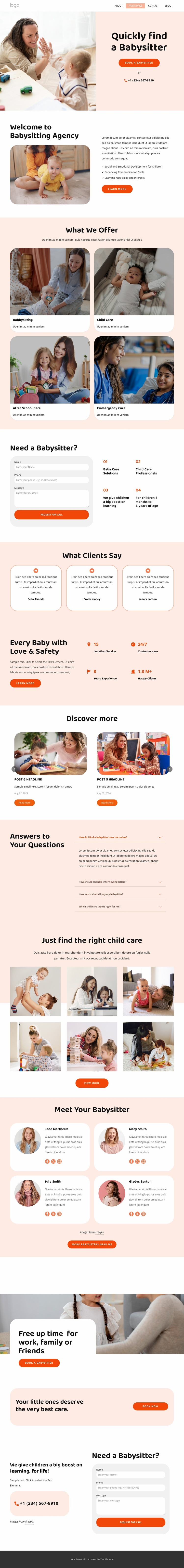 Nannies and babysitters Website Builder Templates