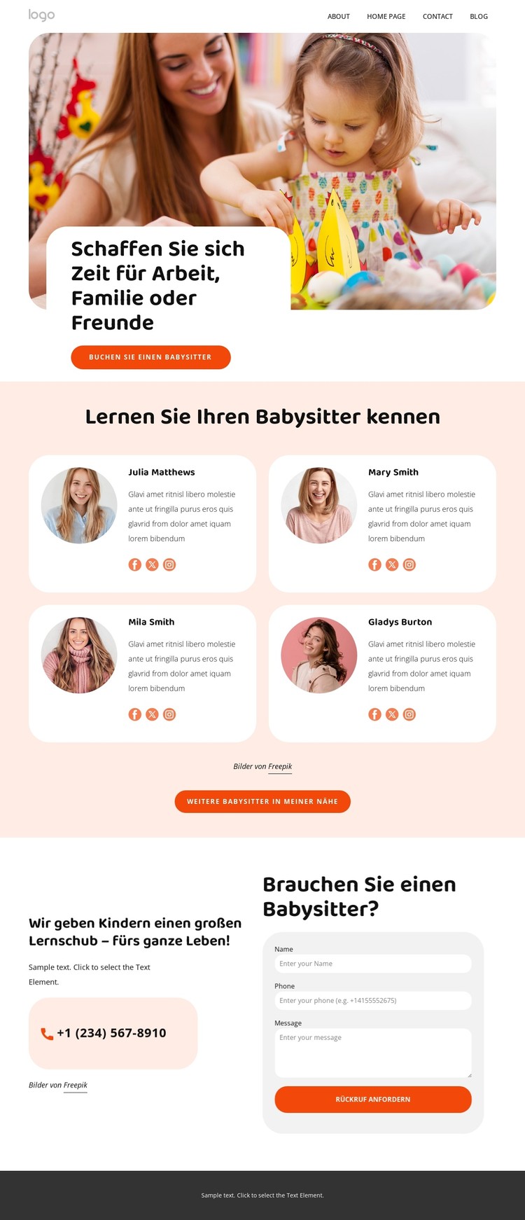 Ausgebildete Babysitter CSS-Vorlage