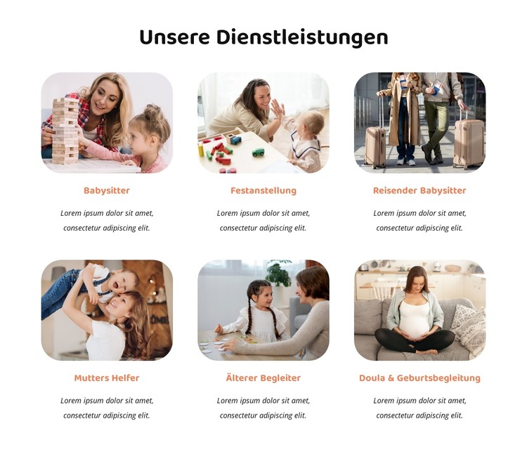 Kinderbetreuung und Babysitting-Dienste CSS-Vorlage