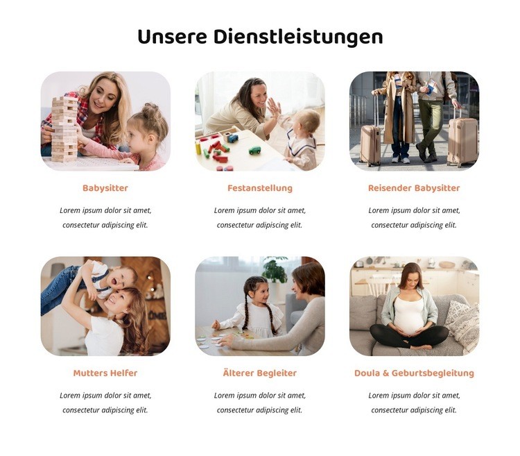 Kinderbetreuung und Babysitting-Dienste HTML Website Builder