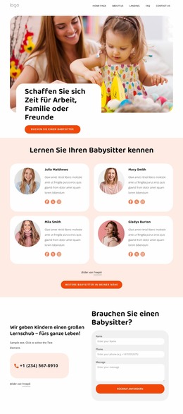 Ausgebildete Babysitter – Kostenlose Seitenersteller-Templates