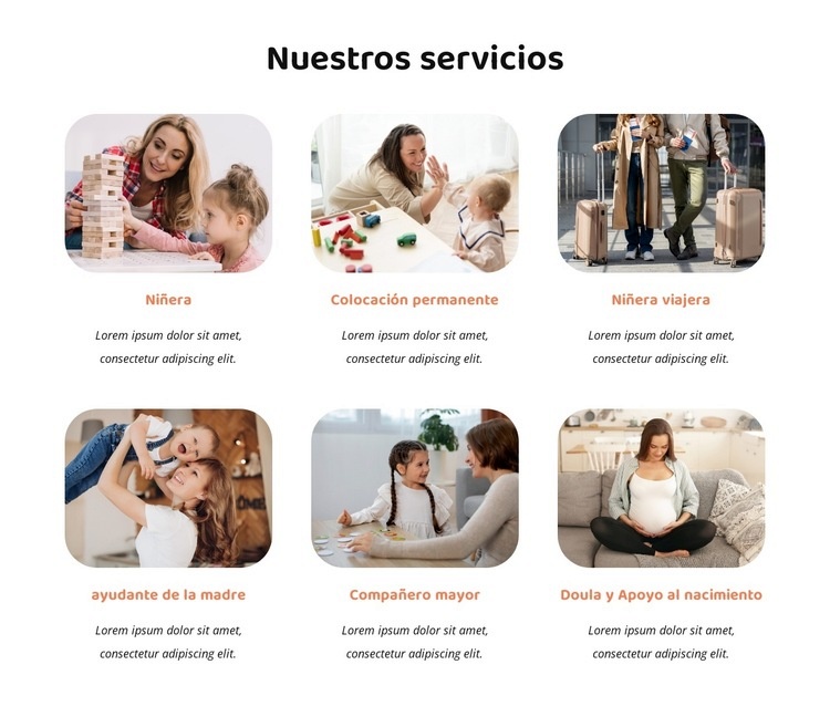 Servicios de cuidado de niños y niñeras Plantillas de creación de sitios web