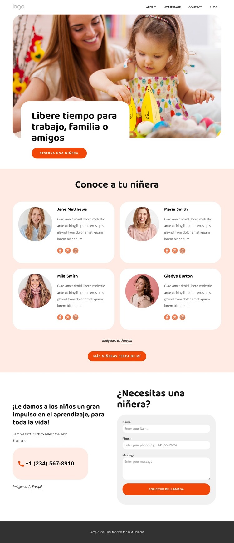 Niñeras capacitadas Plantilla HTML