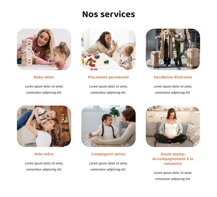 Services de garde d'enfants et de baby-sitting Modèles de constructeur de sites Web