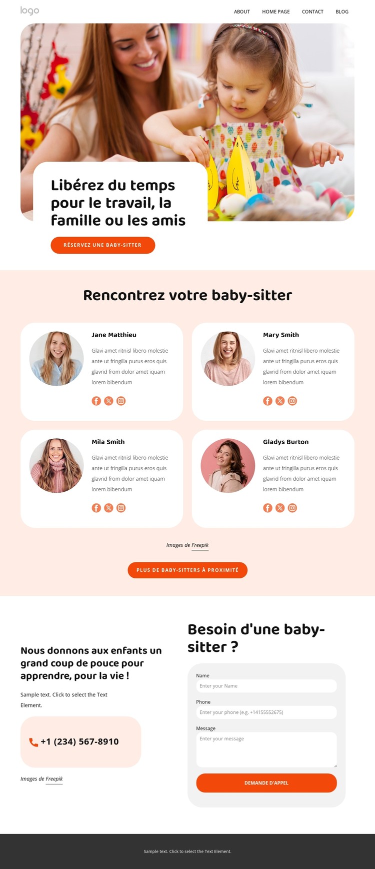 Baby-sitters formées Modèle CSS