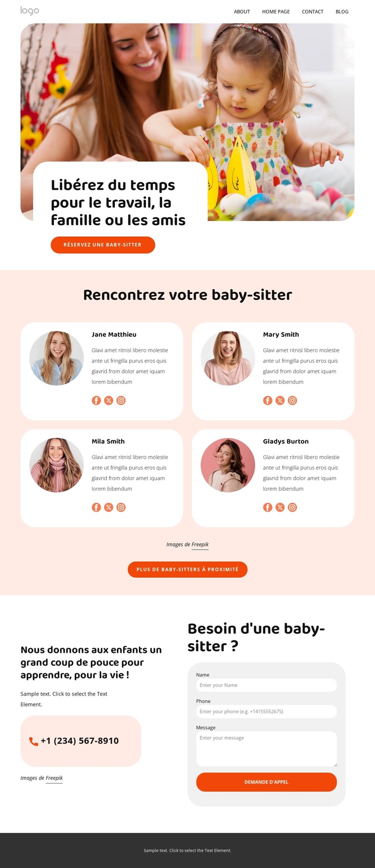 Baby-sitters formées Modèle HTML