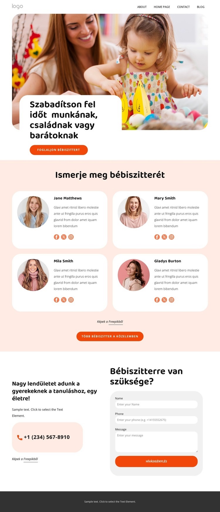 Képzett bébiszitterek HTML Sablon