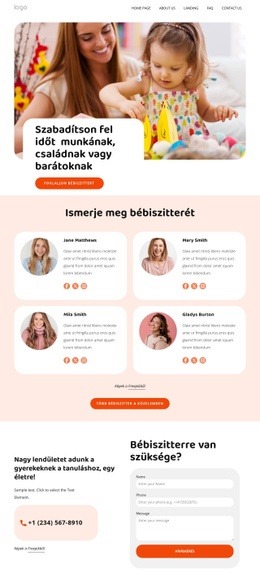 Képzett Bébiszitterek – Reszponzív Webhelysablonok
