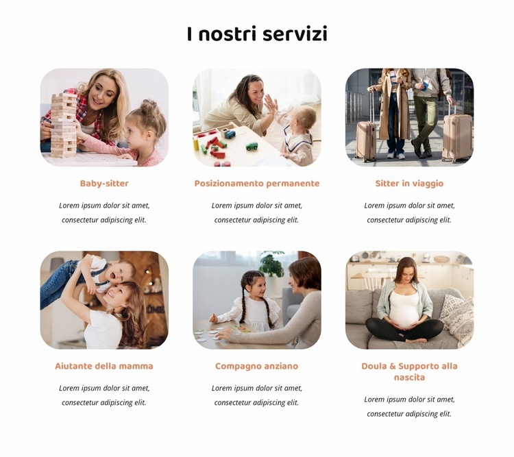 Servizi di assistenza all'infanzia e babysitting Costruttore di siti web HTML