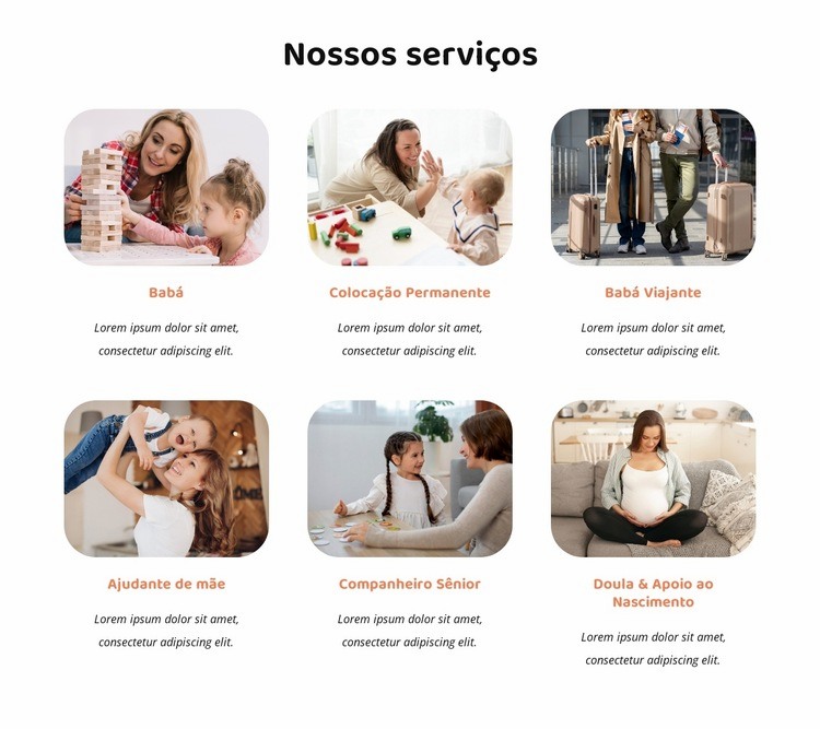 Serviços de creche e babysitting Design do site