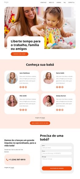 Babás Treinadas - Modelo Profissional Personalizável De Uma Página