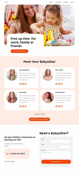 Trained Babysitters - Web Page Template