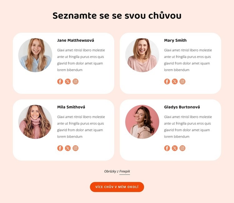 Seznamte se se svou chůvou Šablona HTML