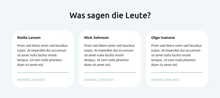 Testimonials in 3 Spalten CSS-Vorlage