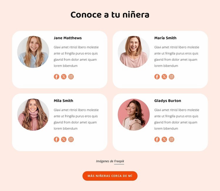 Conoce a tu niñera Creador de sitios web HTML