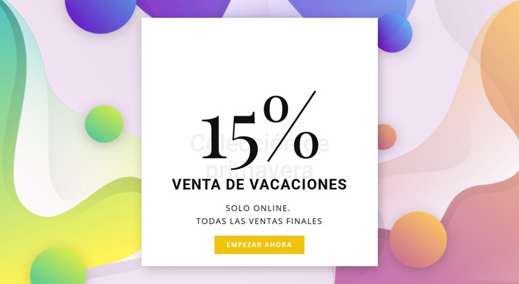 Venta de vacaciones Maqueta de sitio web