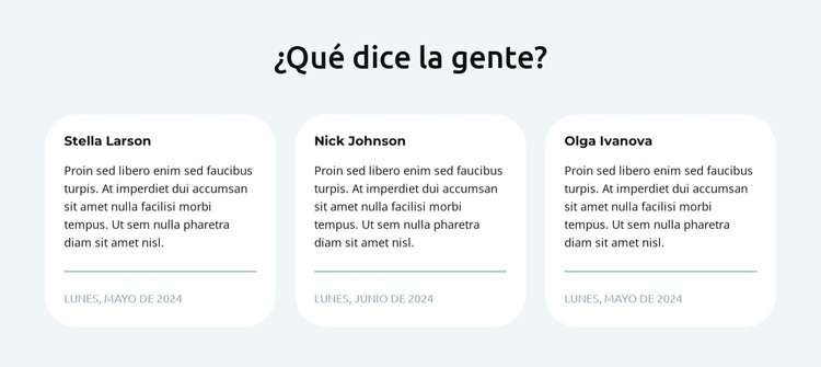 Testimonios en 3 columnas Plantilla HTML