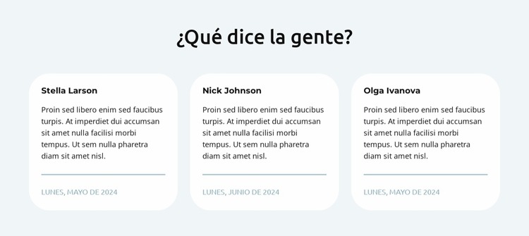 Testimonios en 3 columnas Plantilla Joomla