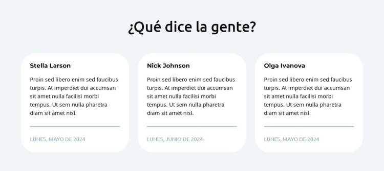 Testimonios en 3 columnas Plantilla de sitio web