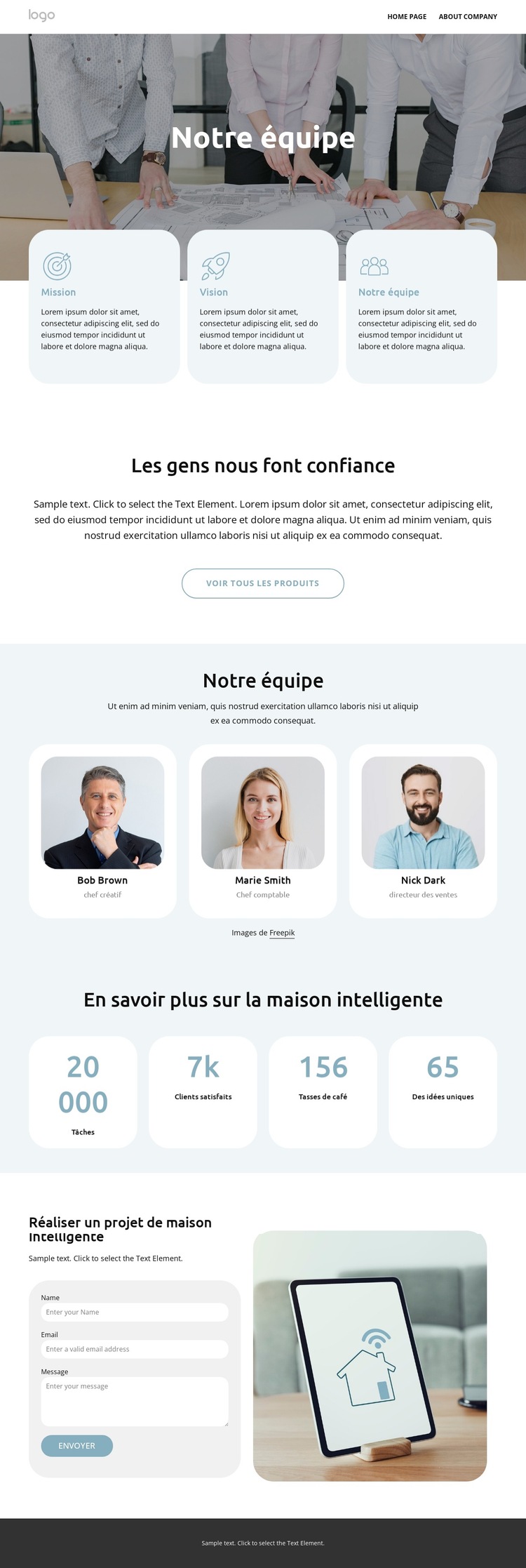 Equipe Maison Intelligente Modèle de site Web