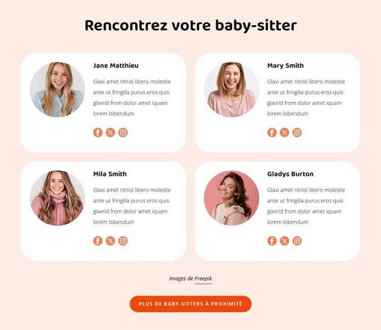 Rencontrez votre baby-sitter Page de destination