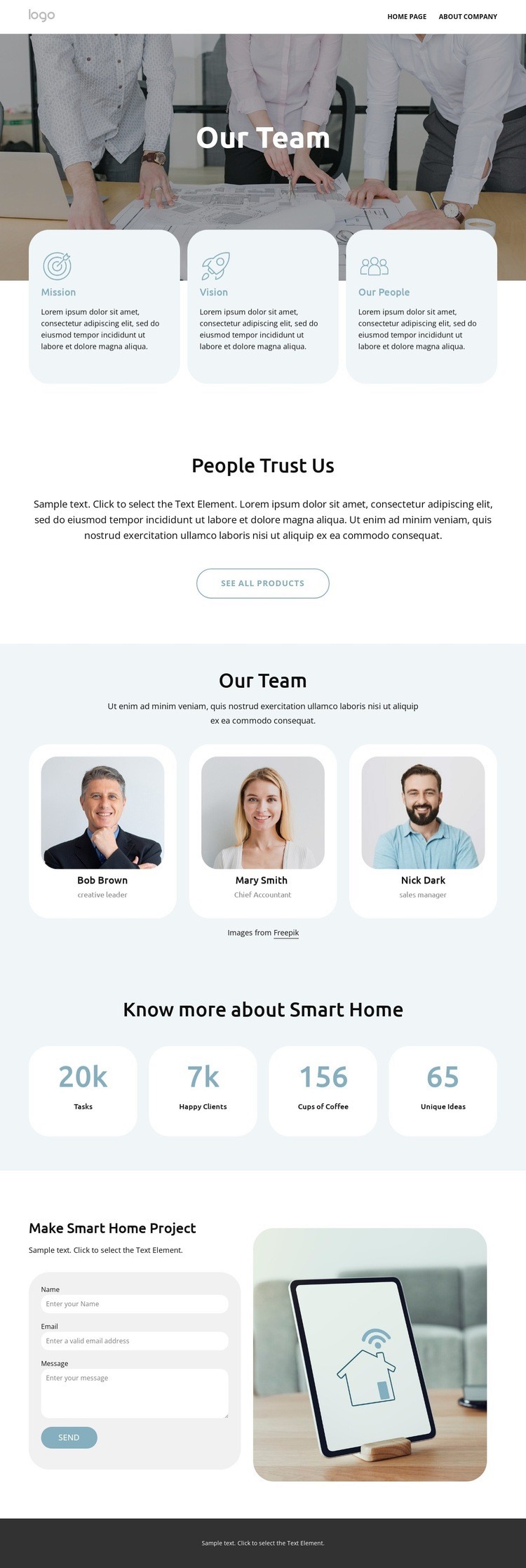 Smart Home csapat Html Weboldal készítő