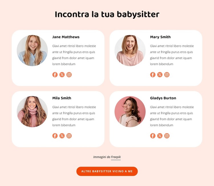 Incontra la tua babysitter Modello HTML