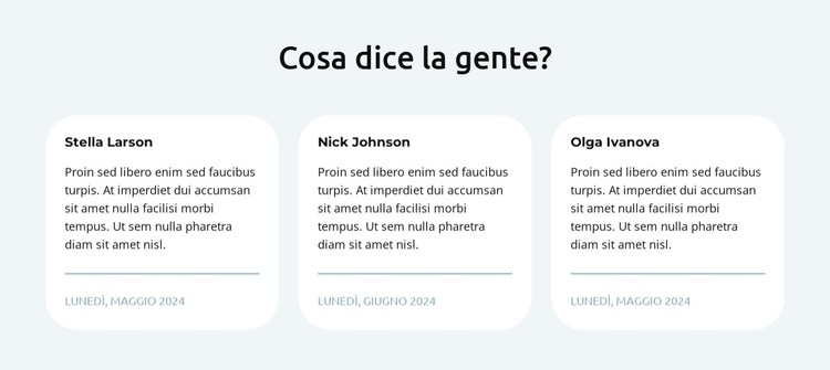 Testimonianze in 3 colonne Tema WordPress