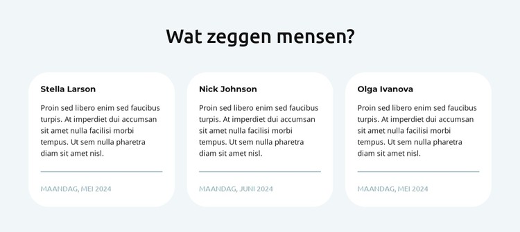 Getuigenissen in 3 kolommen CSS-sjabloon