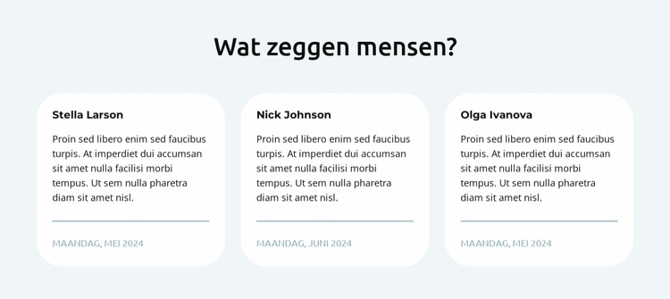 Getuigenissen in 3 kolommen Joomla-sjabloon