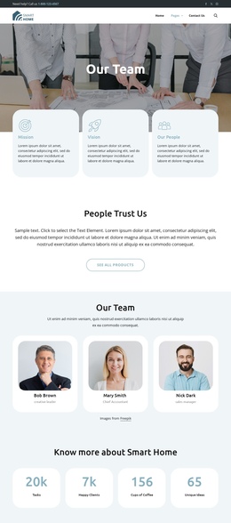 Smart Home team - One Page Template by Nicepage
