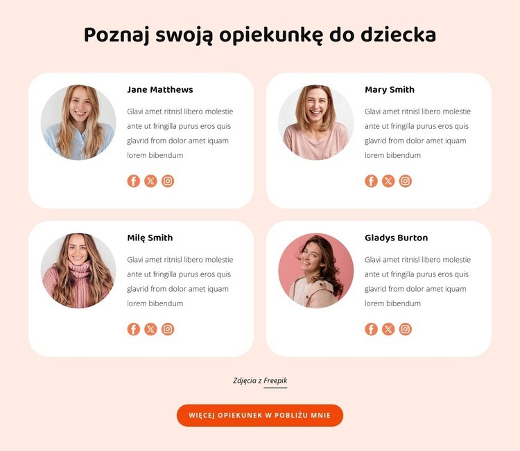 Poznaj swoją opiekunkę do dziecka Szablony do tworzenia witryn internetowych