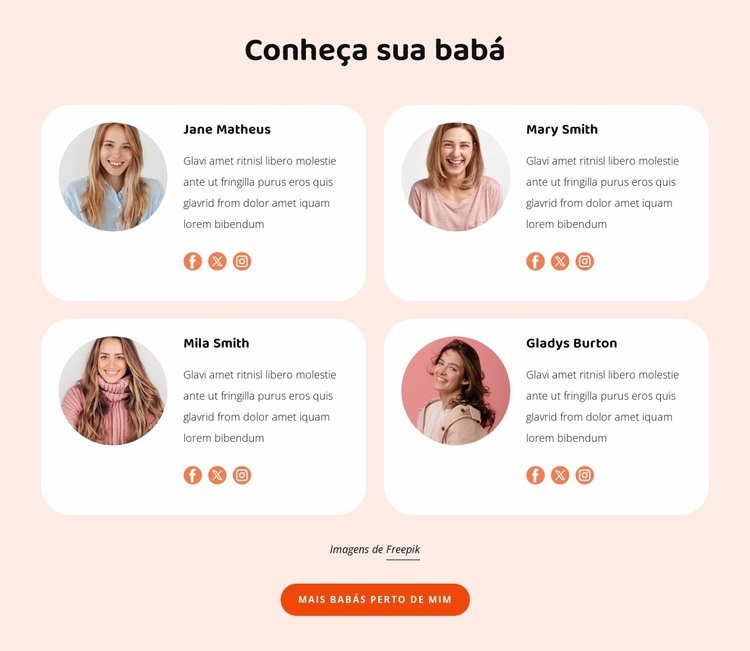 Conheça sua babá Design do site