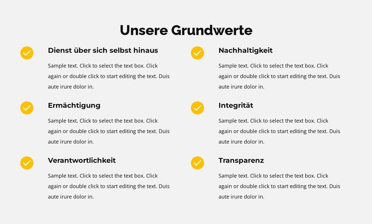 Unsere Grundwerte in der Liste CSS-Vorlage