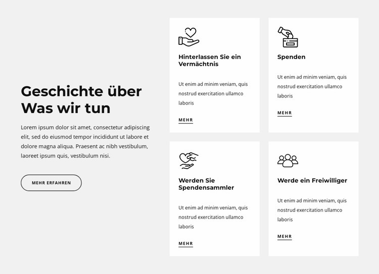 Geschichte über das, was wir tun Website design