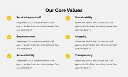 Our Core Values In List