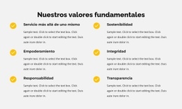 Nuestros Valores Fundamentales En La Lista - Diseño De Sitios Web