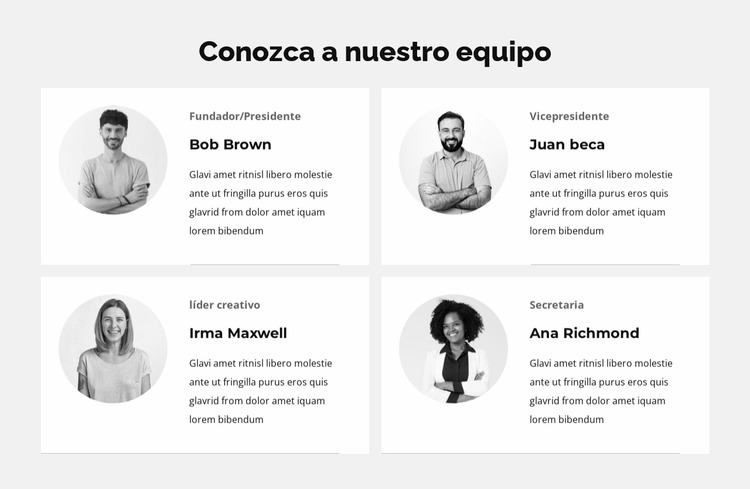 Nuestro equipo especial Plantilla Joomla