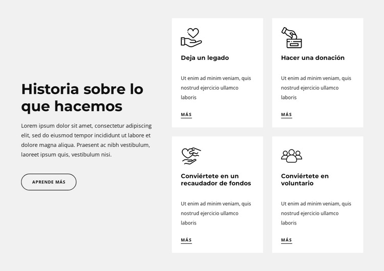 Historia sobre lo que hacemos Plantilla de sitio web