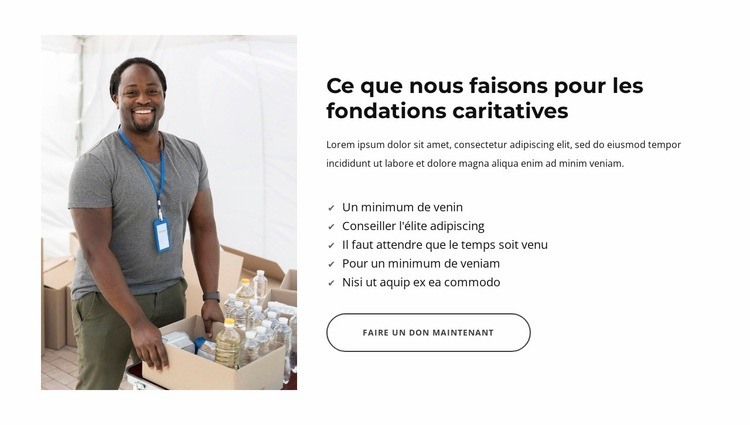 Une organisation caritative ou un organisme de bienfaisance Modèles de constructeur de sites Web