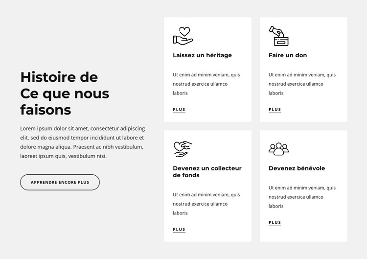 Histoire de ce que nous faisons Modèle de site Web