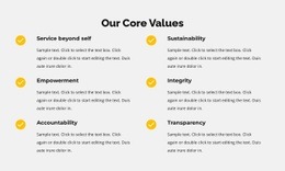 Our Core Values In List